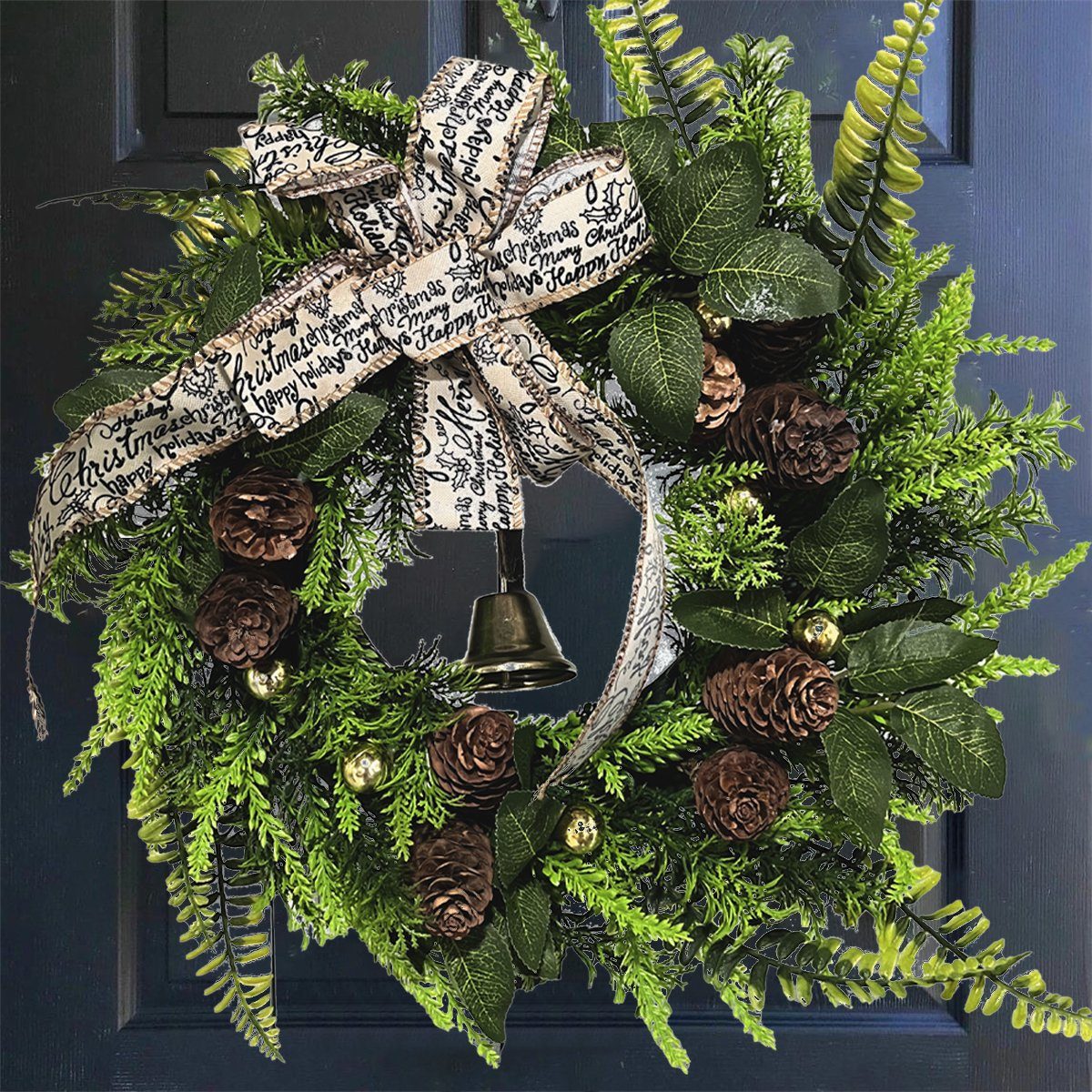 Adventskranz mit Glocke Haustürdekoration Weihnachtskranz 35cm